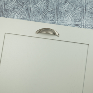 Brushed Nickel Faux Screw Cup Cabinet Handle 64mm Centres & Round Matching Knob Pull - 64mm Cup