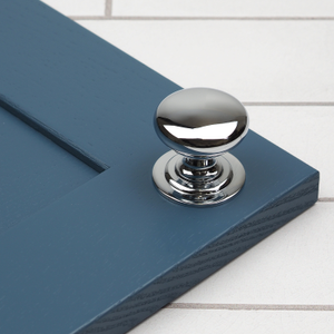 Polished Chrome Cup Handle and 2 Sizes of Matching Round Knobs - 42mm Knob