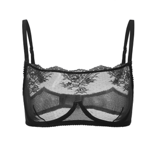 Kim High-Neck Sheer Lace Underwire Bra - Black Opal (36C)