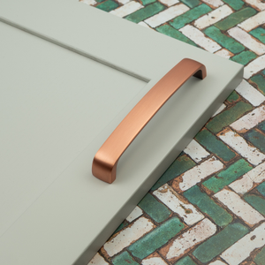Brushed Copper Cabinet Rounded D Handles 128mm & 160mm & Matching Round Knob - 160mm