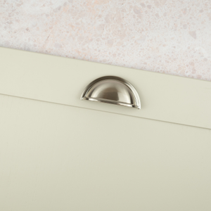 Brushed Nickel Cabinet Cup Handle with 76mm Hole Centres & Oval Knob - 76mm Cup Handle