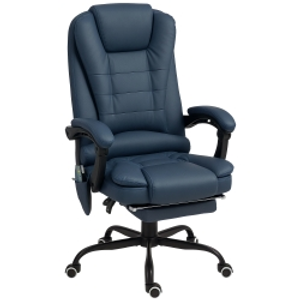 Vinsetto Silla de Oficina con Masaje Silla de Oficina con Altura Ajustable Respaldo Inclinable y Control Remoto con Cable Azul