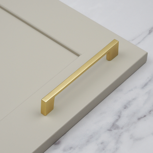 Brushed Brass Slim, Squared Bar Handles in 3 Sizes - 128mm Handle