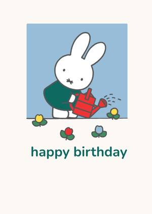 Miffy Watering Flowers Happy Birthday Card