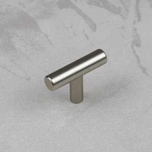 Brushed Nickel Cabinet T Bar Slim Handles in 3 Sizes & Matching Pull Knob - 48mm Pull