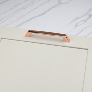 Polished Rose Gold Copper Cup Handle, Bar Pull & Matching Knob - 160mm Handle