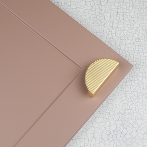 Satin Brushed Brass Ribbed Cabinet Handle Collection in 7 Styles - 64mm Ribbed Half Moon