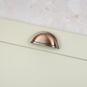 Brushed Dark Copper Cabinet Cup Handle 76mm Centres & Oval Knob Pull - 76mm Cup Handle