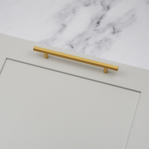 Brushed Brass Hexagon Bar Handles & Matching T-Bar Pull - 160mm Handle