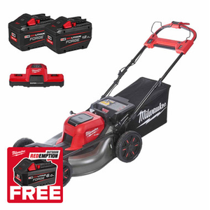 Milwaukee M18 F2LM53-122 18V FUEL 53cm Dual Battery Self-Propelled Lawn Mower with 2x 12.0Ah Batteries and Dual Bay Super Charger