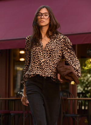 Sabrina Printed Blouse - UK 12 | EU 38 | US 08 / Cognac Leopard