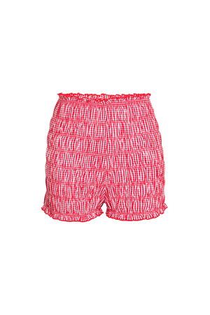 Danica Red Cotton Gingham Shirrerd Shorts (XL)