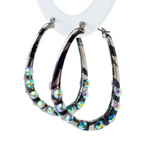 Patterned Metal Oblong Sparkle Hoops (one size)