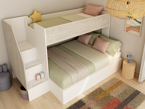 Trasman Triple Bunk Bed with Storage Stairs White