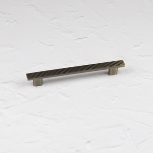 Antique Brushed Brass Ribbed Cabinet Handle Collection in 7 Styles - 128mm Handle