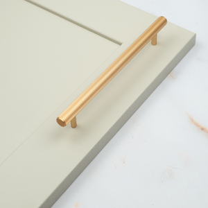 Brass Gold Grooved Reeded Cabinet T-Bar Handles in 2 Sizes & Matching Bar Pull - 160mm Handle