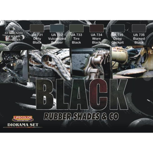 LifeColor Black Rubber Shades & Co Acrylic Paint Set (6x22ml) CS27