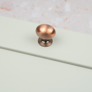 Brushed Dark Copper Cabinet Cup Handle 76mm Centres & Oval Knob Pull - 31mm Knob