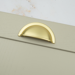 64mm 160mm Brushed Brass Cabinet Handles & Matching Knobs - 64mm Cup