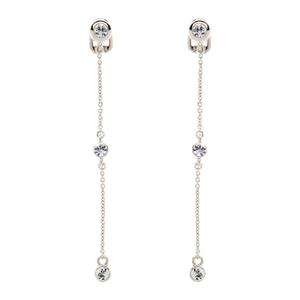 Platinum Crystal Droplet Clip Earrings