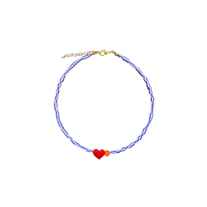 Small Talk | Fifteen Out Of Twentyfour — Striped Glass Bead Necklace With Murano Heart (15.5")