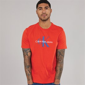 Calvin Klein Jeans Mens Hero Monologo T-Shirt Red Alert
