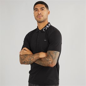 Calvin Klein Mens Stretch Pique Logo Polo CK Black
