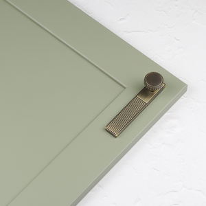 Antique Brushed Brass Ribbed Cabinet Handle Collection in 7 Styles - 96mm Knob &amp; Backplate