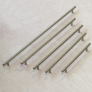 Brushed Nickel Long T Bar Cabinet Handles 177mm - 550mm - 1077mm Centres - 177mm Handle