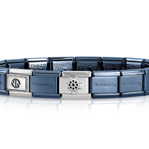 Classic Blue & Silver Boat Wheel Charm Bracelet