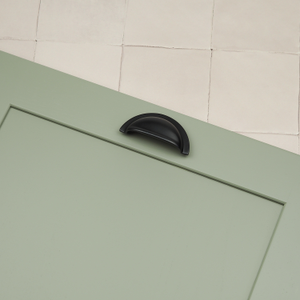 76mm Matt Black Cup Handle & 3 Sizes of Matching Knobs - 76mm Cup Handle