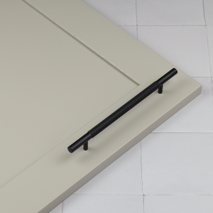 Matt Black Knurled T Bar Cabinet Handles & Matching Button Knob - 160mm Handle