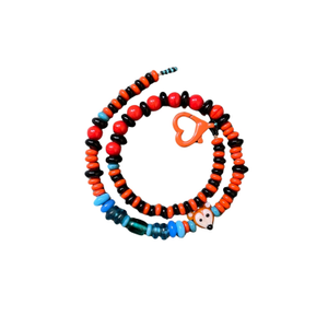 Foxy – Playful Orange & Black Glass Necklace With Handmade Murano Fox Charm (18")