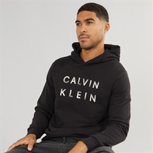 Calvin Klein Mens Enlarged Logo Hoodie CK Black