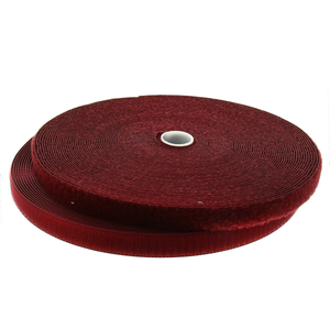 Ruban auto-agrippant à coudre bordeaux 20 mm de large rouleau de 25 mètres