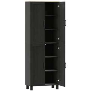 HOMCOM Freestanding Kitchen Cupboard, 4-Door Storage Cabinet with Adjustable Shelves, Modern Kitchen Pantry, 170cm, Black