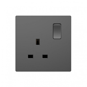 DE011SGS Screwless Single Switched Socket in Shadow Grey