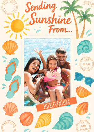 Sending Sunshine From Our Holiday Personalised Photo Upload Postcard