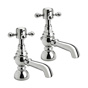 Traditional Bathroom Basin Pillar Taps - Crosshead Handles - Chrome