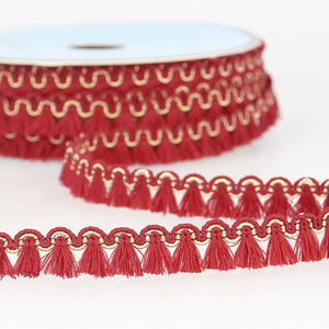 Galon franges lurex 12 mm - Rouge hermès