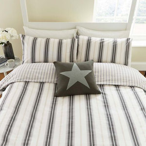 KING SIZE DUVET COVER Cooper'S Stripe Grey / Linen