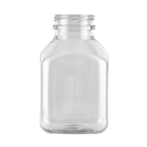 8 oz Clear PET Square Juice Bottle (cap not included) - 304757