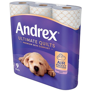 Andrex Ultimate Quilts Toilet Roll, 3-Ply, Pack of 9