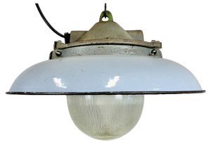 Industrial Blue Enamel Factory Pendant Lamp in Cast Iron from Zaos, 1960s