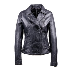 Crinkled Leather Biker Jacket (S)