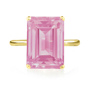 Yellow Gold Vermeil Pink Topaz Ring (T (UK))