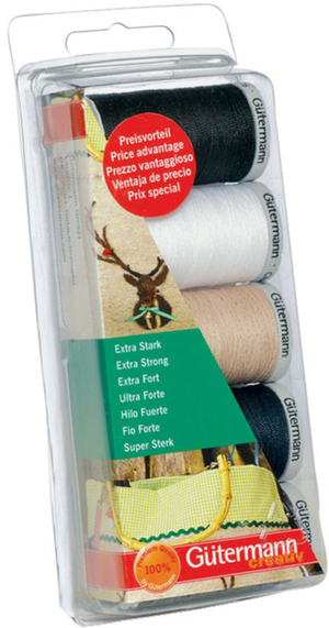 Set de 5 fils à coudre polyester extra-fort Gütermann