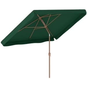 Outsunny Sombrilla de Terraza Exterior 300x200x245 cm con Ángulo Ajustable Mástil de Aluminio Manivela y Protección UV 50+ Verde
