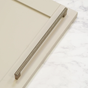 Brushed Nickel Cabinet Knurled Handles 128mm & 320mm Centres & Matching Knob - 320mm Handle
