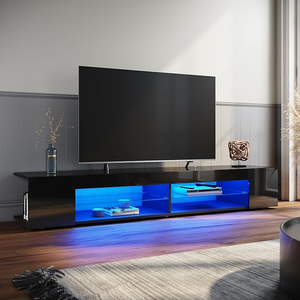 ELEGANT TV Stand Cabinet Unit 180cm Led TV Stand with Glass Shelf RGB LED Lighted